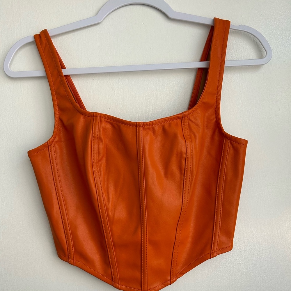 NWT. Orange corset tank top. Size Small